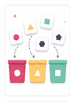 Generated light-mode concept sorting buckets illustration for the tri conceptuel landing