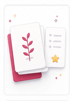 Generated light-mode flashcard deck illustration for the AI flashcard generator landing