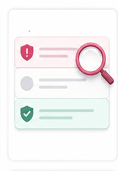 Generated light-mode claim checking illustration for the spot the fake landing